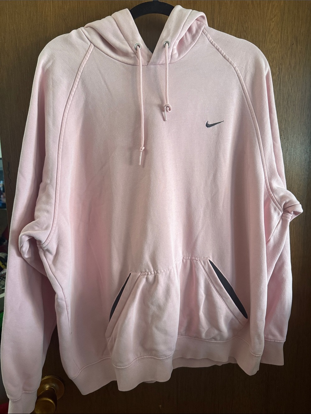 Nike Pink Pullover Hoodie with Small Black Swoosh